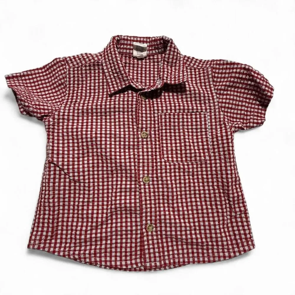 Vintage Baby Gap Red Gingham Button Down Shirt 18-24 M‎